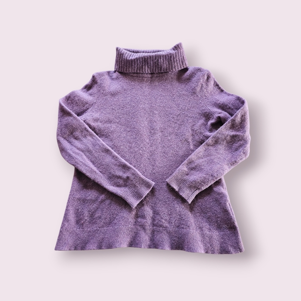 Woolovers 100% Lambswool Cozy Purple Lavander Turtleneck Preppy Sweater Sz L‎